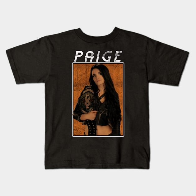 Vintage Wwe Paige Kids T-Shirt by The Gandol